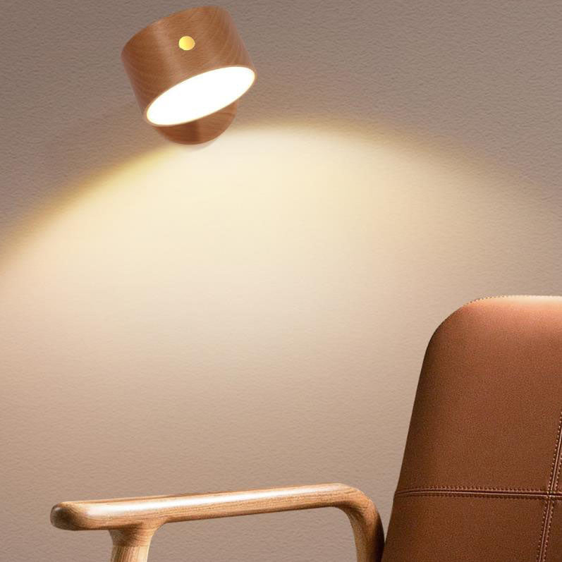 Minimalist Wooden USB Rechargeable Touch-Controlled Magnetic LED Wall Sconce Lamp