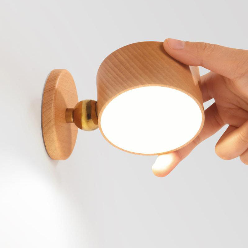 Minimalist Wooden USB Rechargeable Touch-Controlled Magnetic LED Wall Sconce Lamp