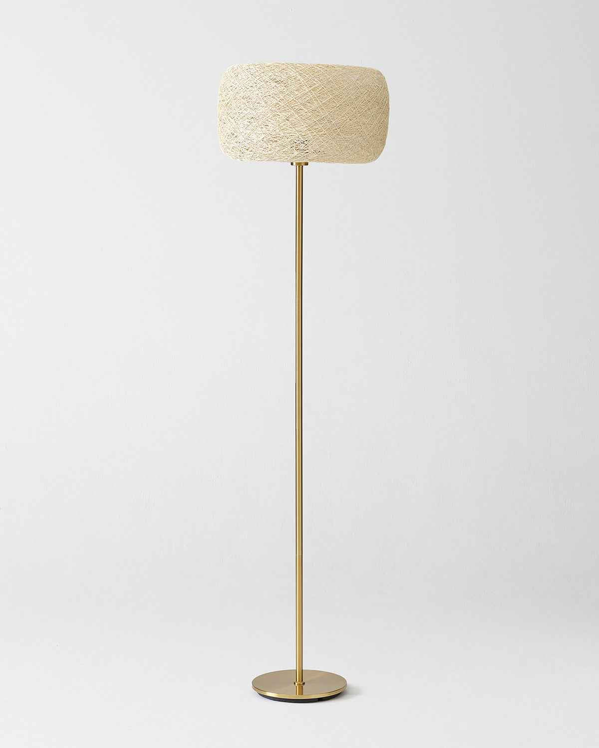 Riven Floor Lamp | Woven Shade, Slim Brass Pole