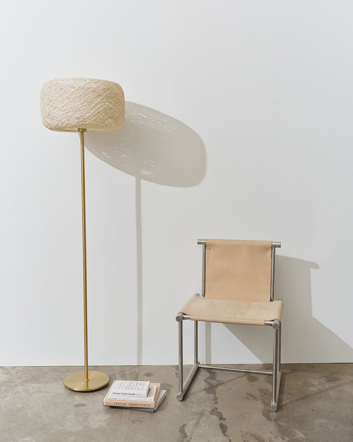 Riven Floor Lamp | Woven Shade, Slim Brass Pole