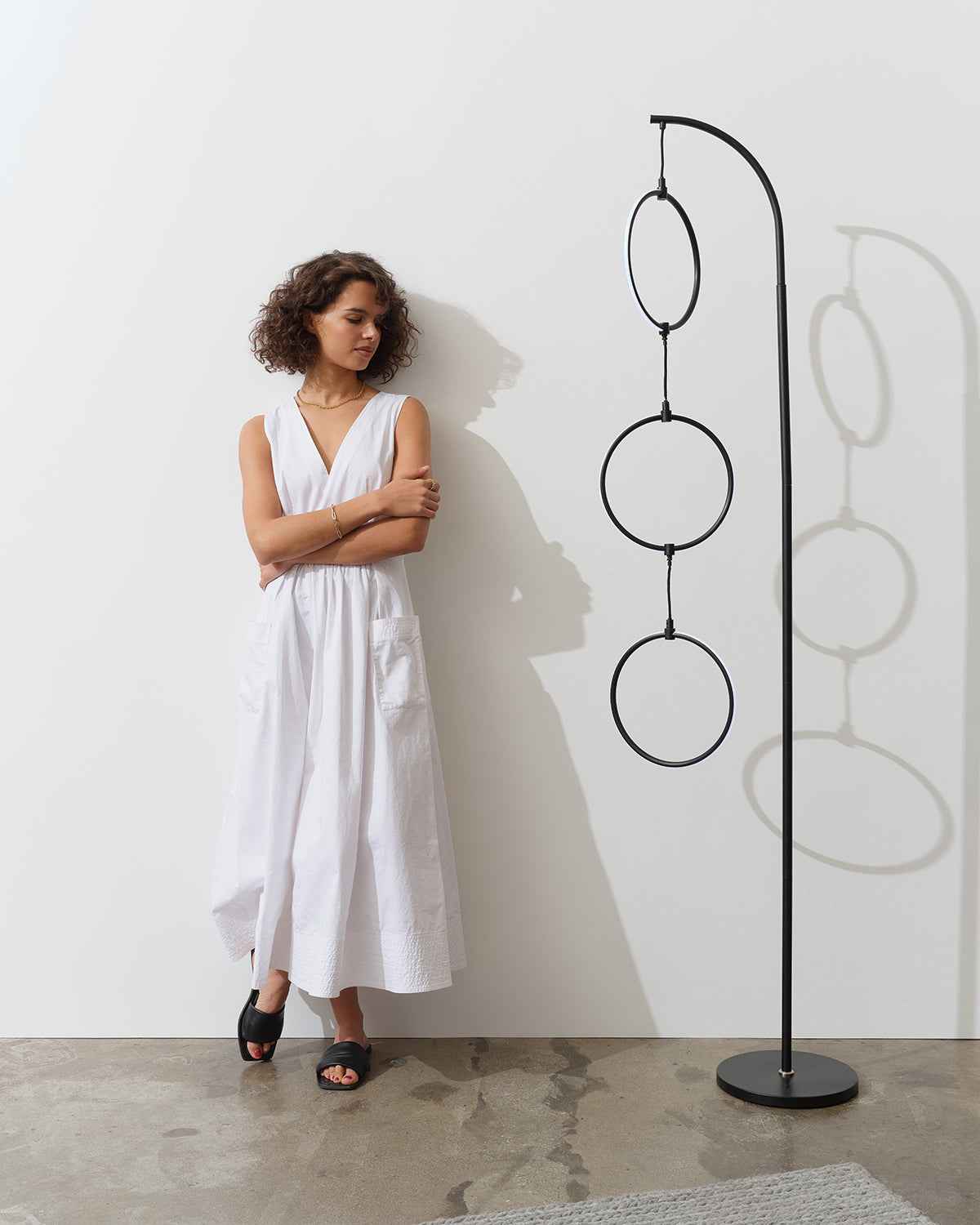 Nexa RGB Floor Lamp | Matte Black, Curved Stem