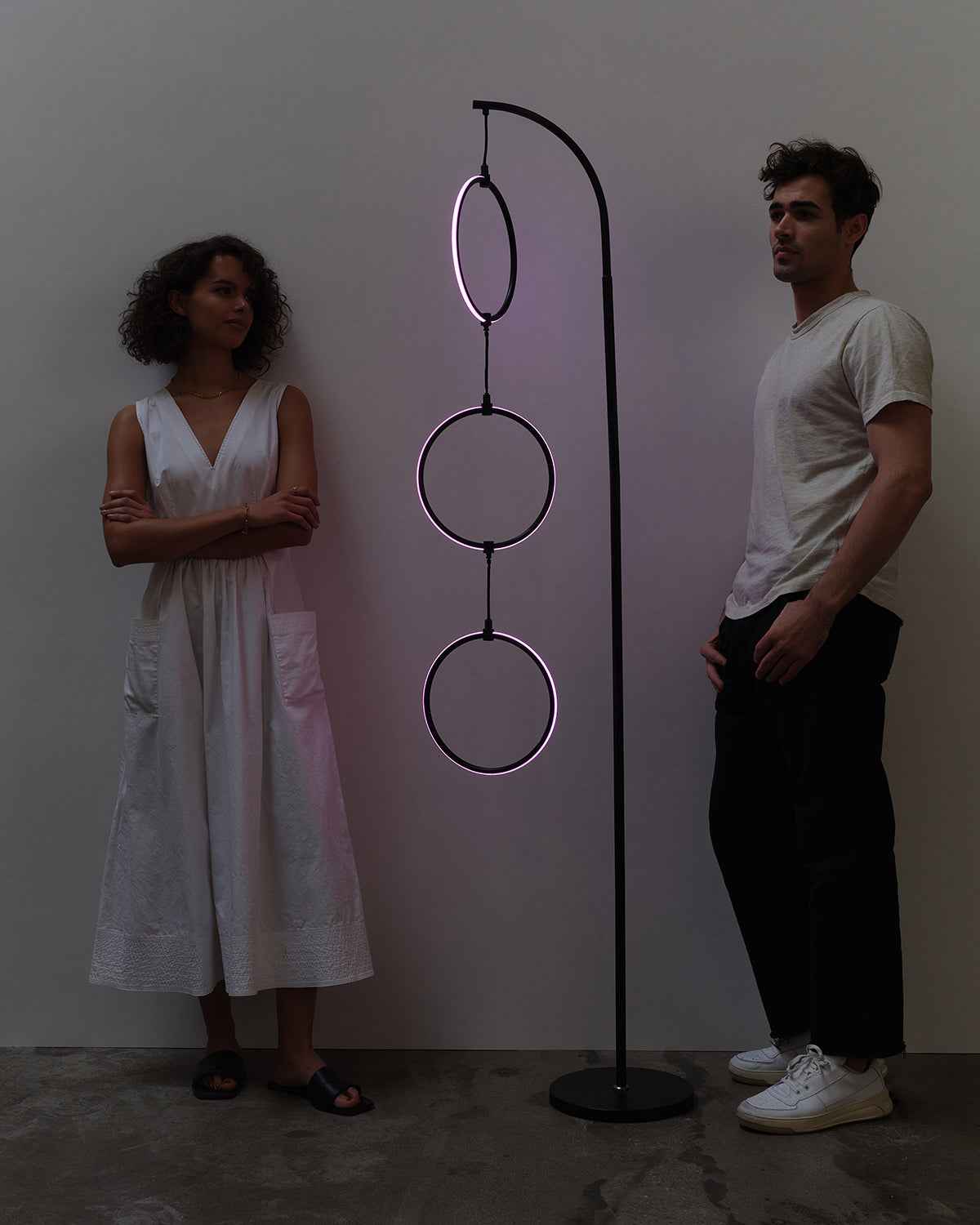 Nexa RGB Floor Lamp | Matte Black, Curved Stem