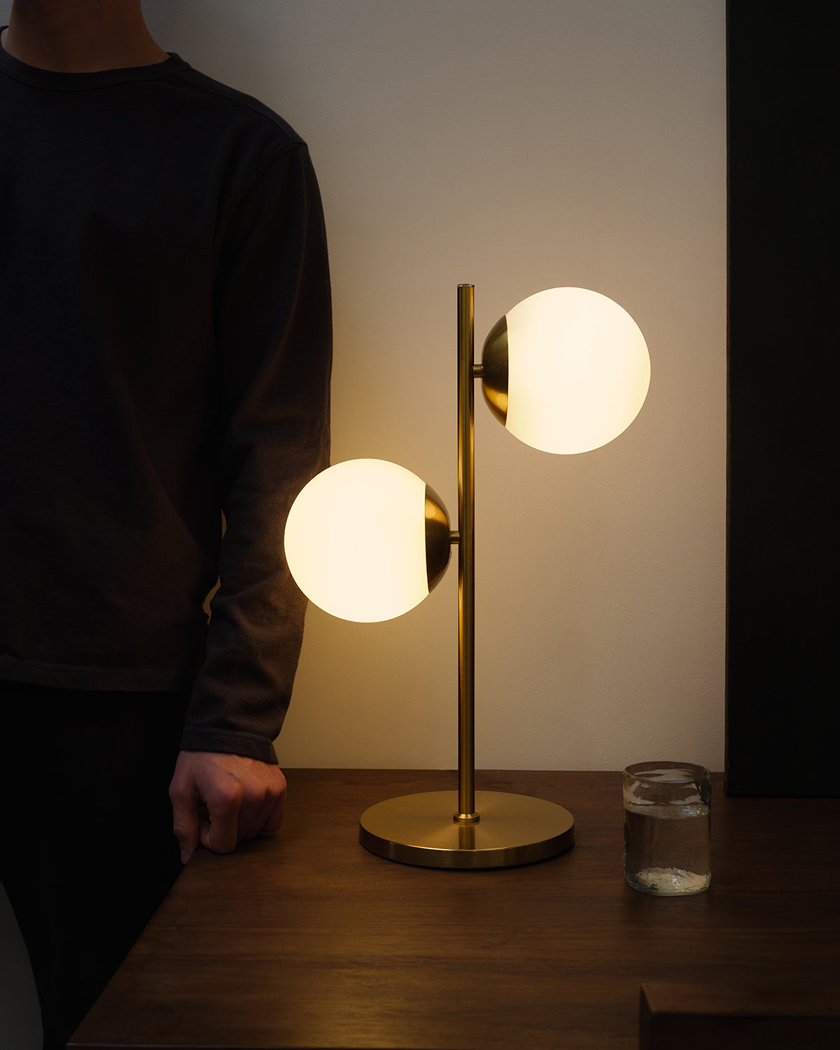 Bela Sphere Table Lamp | Brass Finish, USB-C Charging Port
