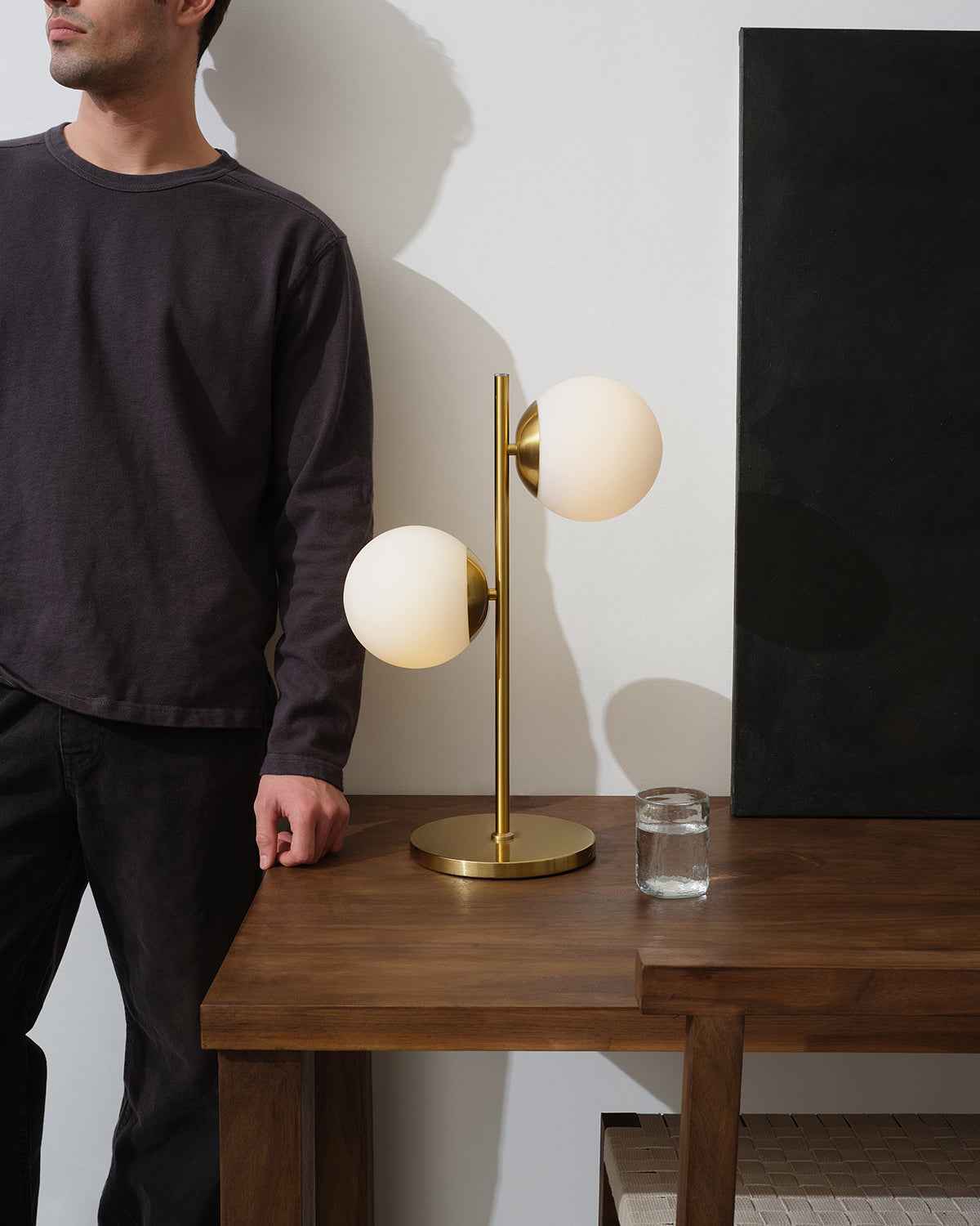 Bela Sphere Table Lamp | Brass Finish, USB-C Charging Port