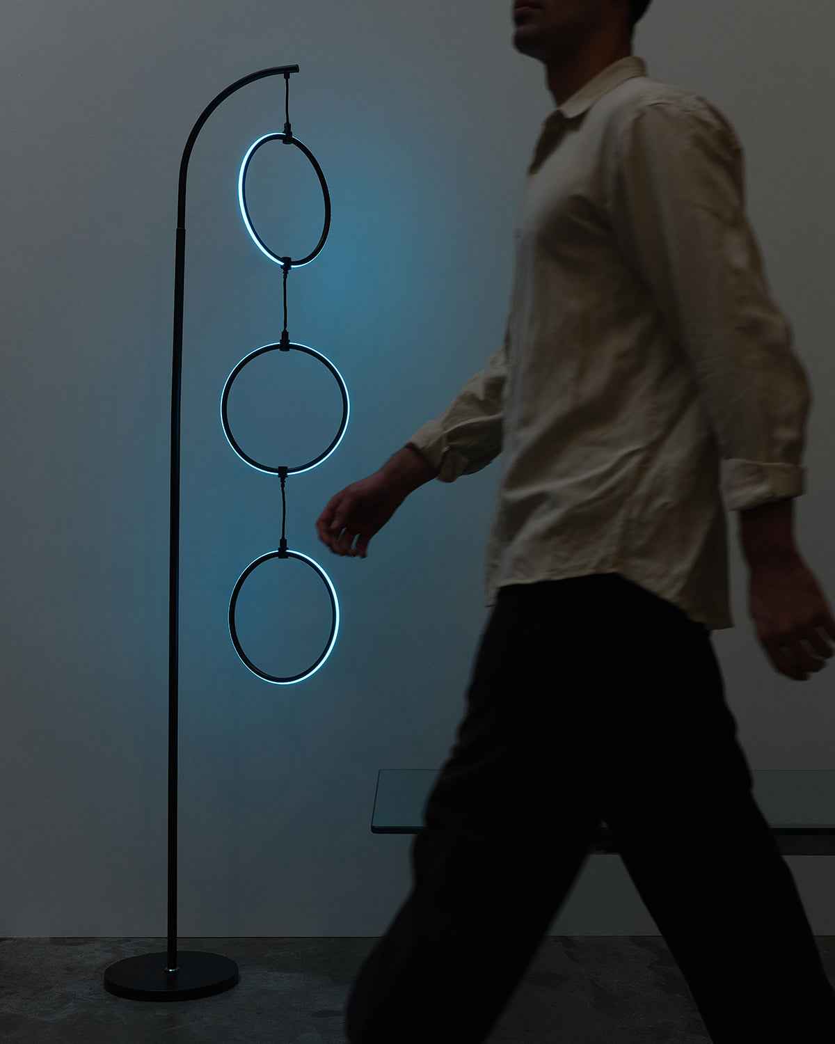 Nexa RGB Floor Lamp | Matte Black, Curved Stem