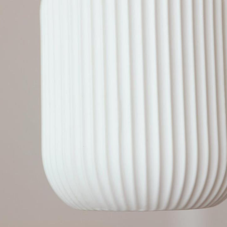 Vintage Japanese Ceramic Round Dome Pendant Light with Pleated Design and Wooden Accents - Cendre Home