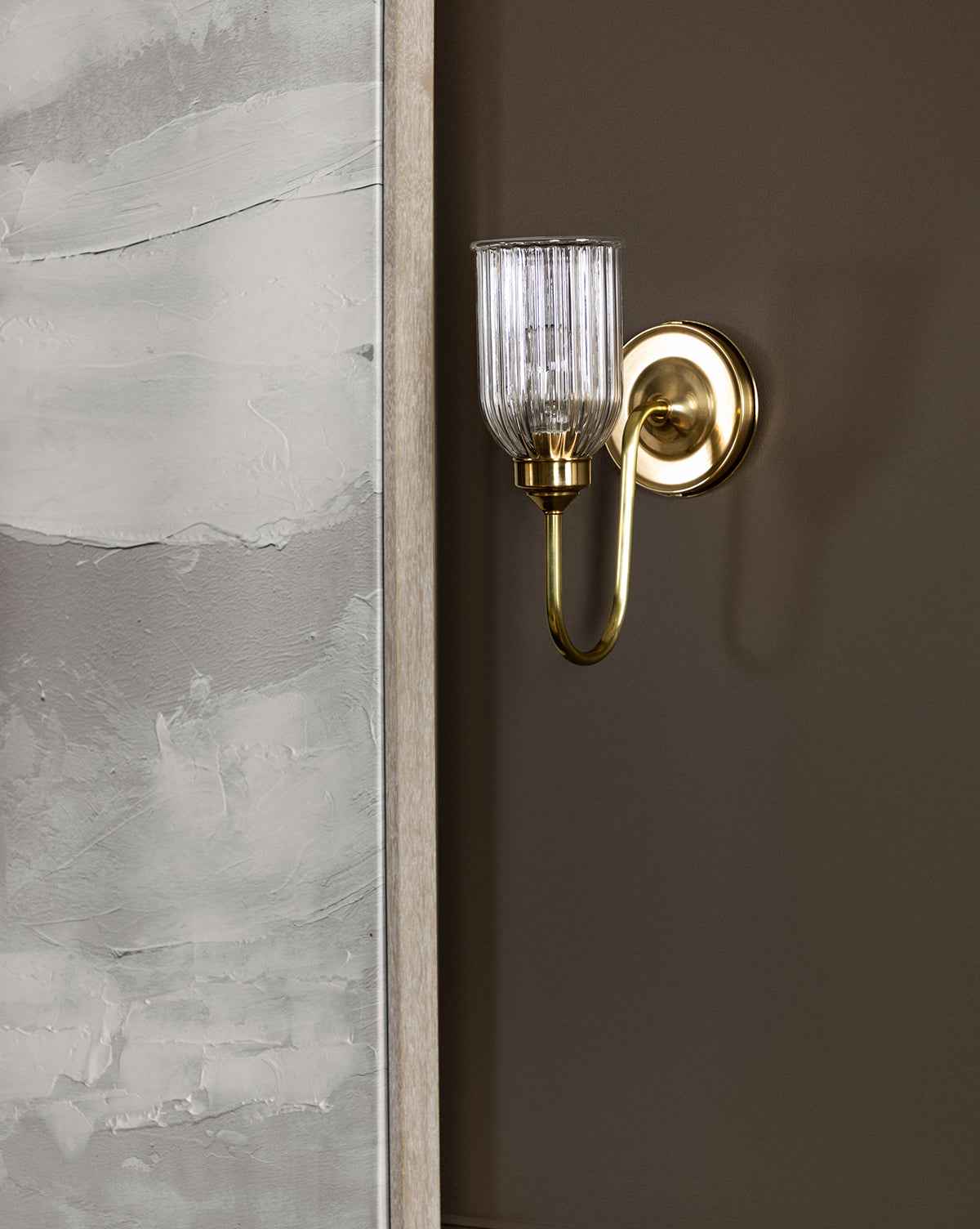 Cleo Sconce  Reeded Glass Shade  Burnished Bronze Arm