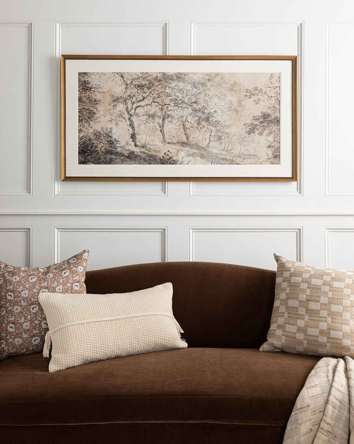 Dahlia Framed Art Print  Giclee on Paper, Antique Gold