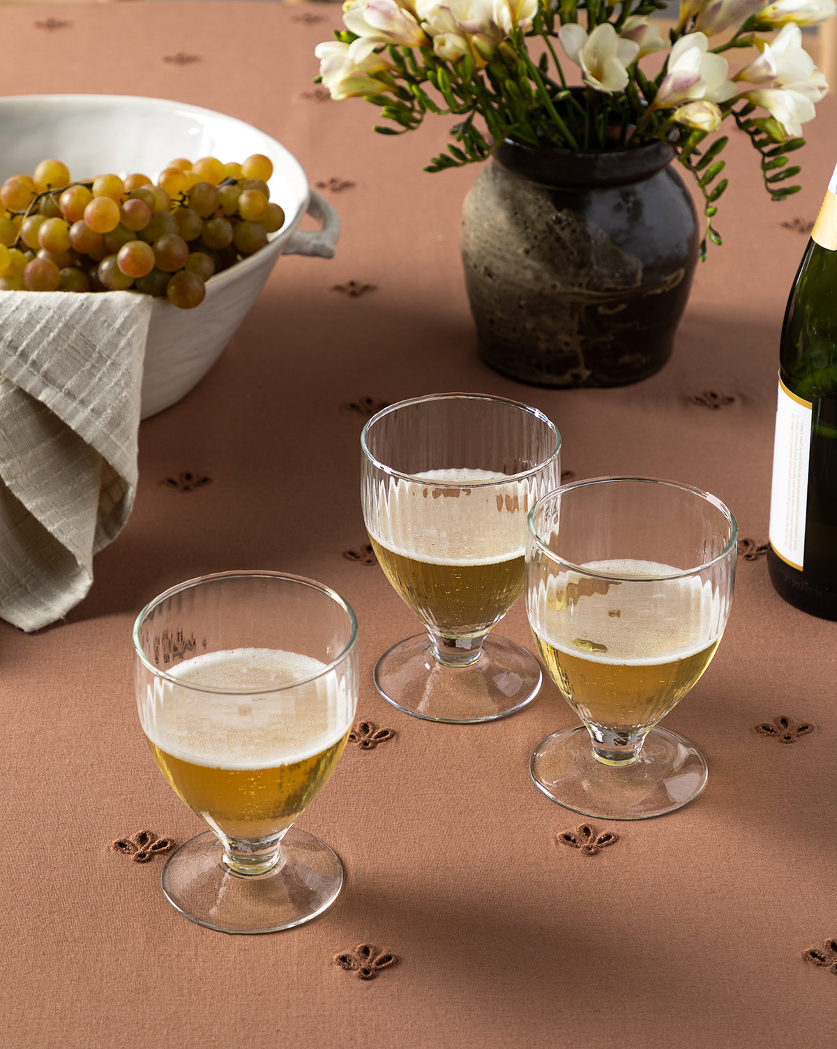 Bela Ribbed Wine Glasses Set of 4 Short Stem Design