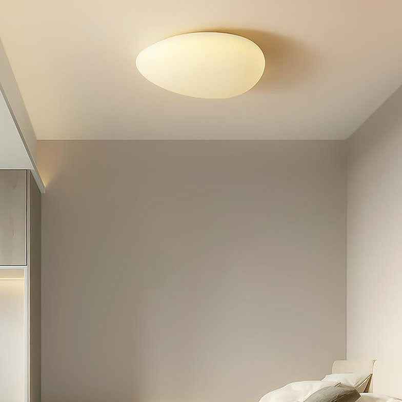 Nordic Minimalist Cobblestone LED Flush Mount Ceiling Light with Lampshade