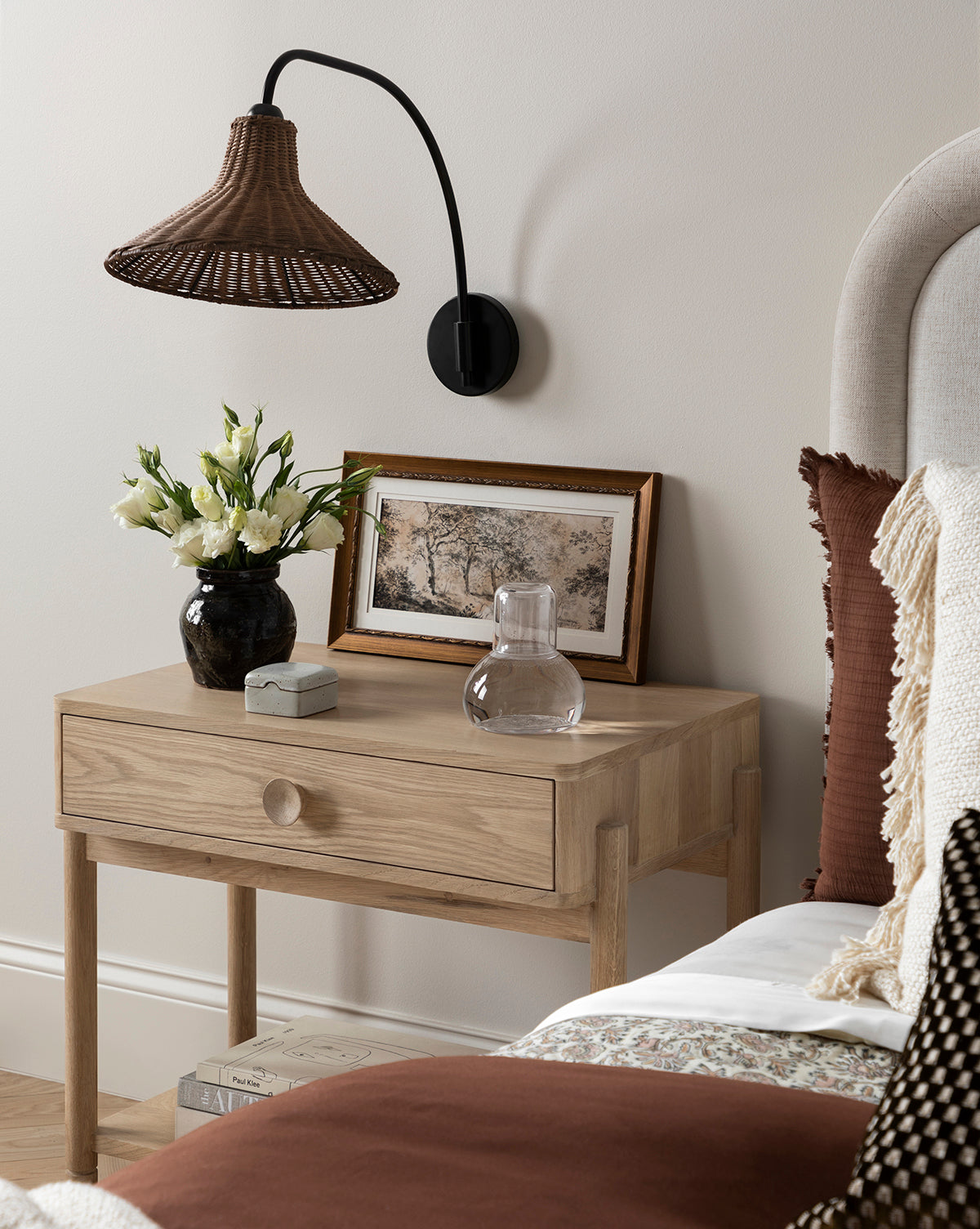 Bello Woven Sconce  Rattan Shade, Antique Bronze Finish
