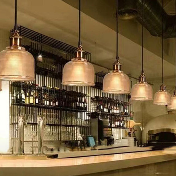 Retro Textured Lattice Glass Single Pendant Light