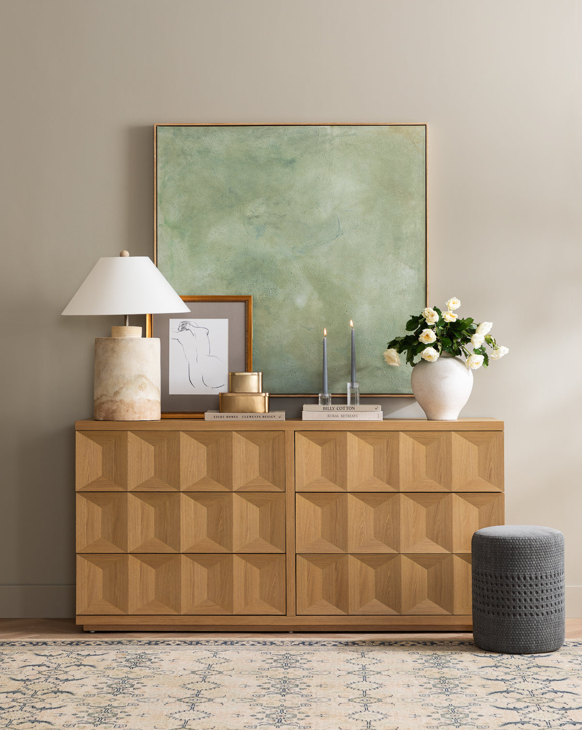 Bela 6-Drawer Dresser White Oak with Spacious Storage