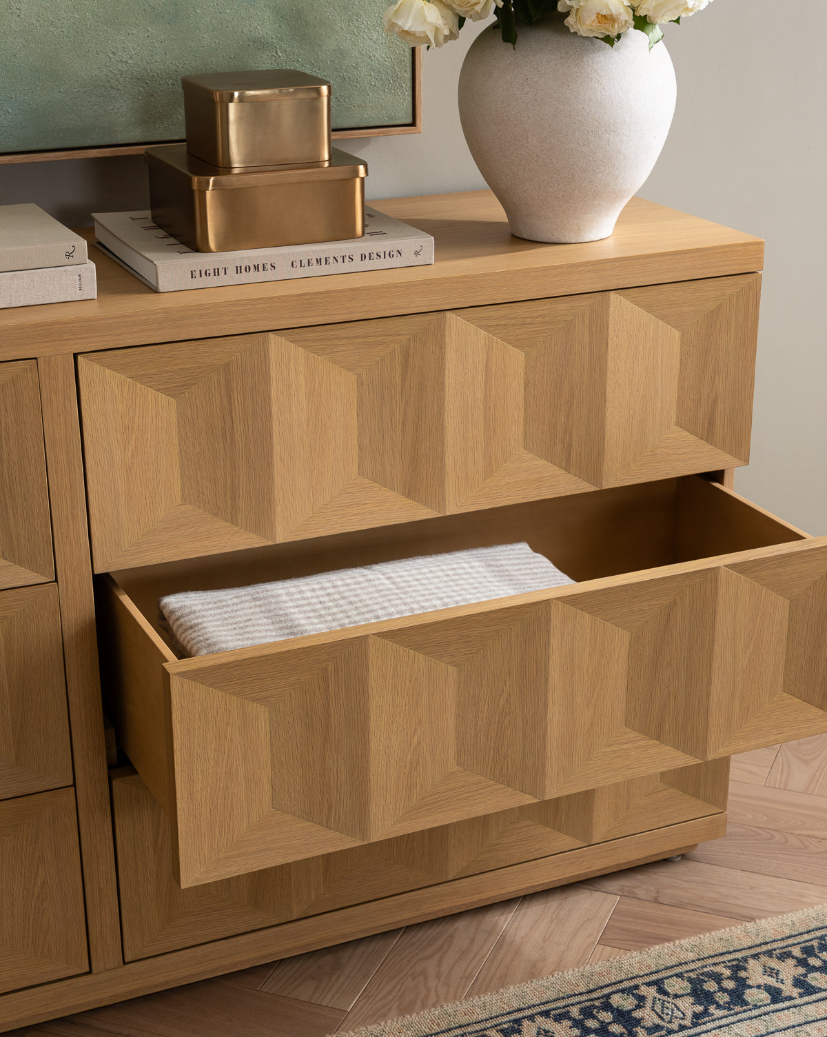 Bela 6-Drawer Dresser White Oak with Spacious Storage
