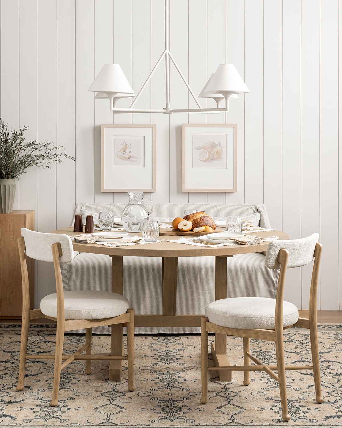 Mira Chandelier  Elegant Metal Structure, Linen Shades