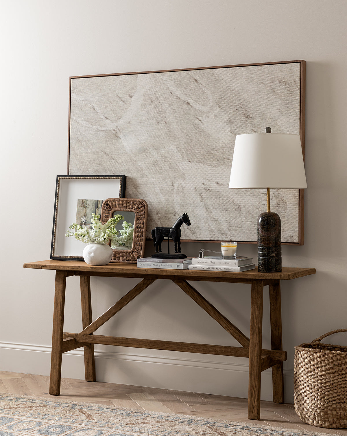 Benson Console Table Reclaimed Elm Wood Rustic Design