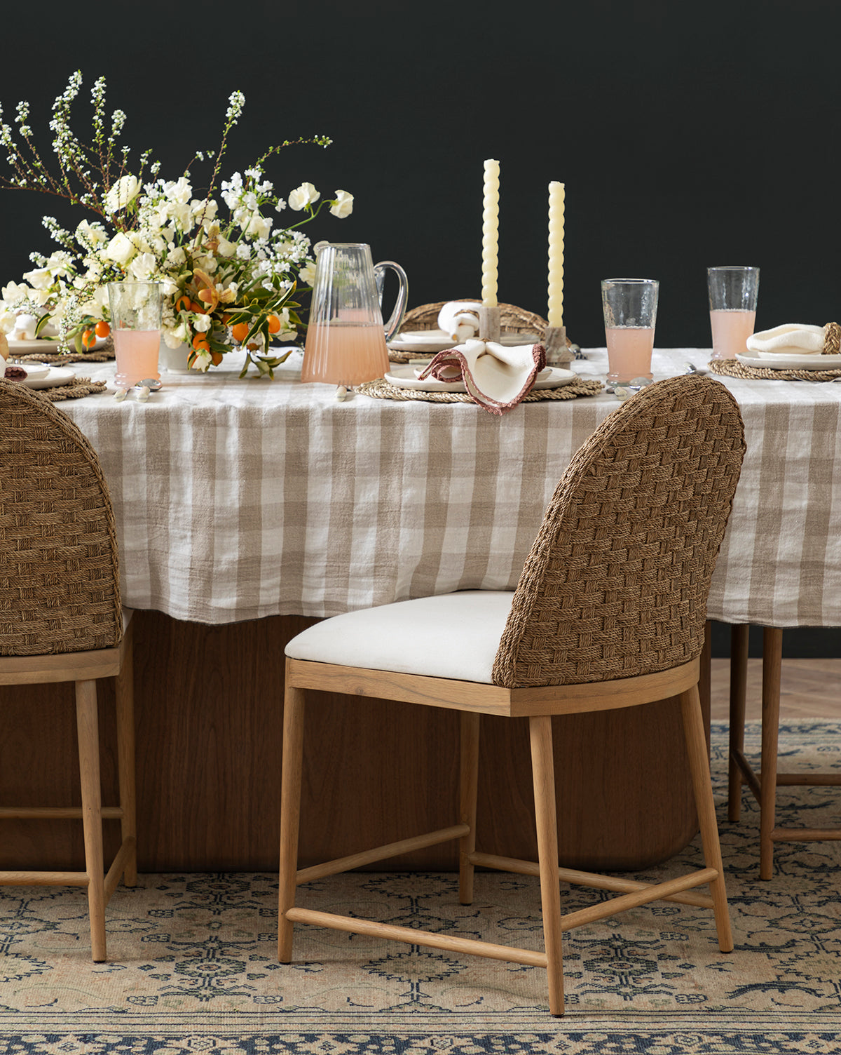 Milo Dining Chair  Solid Oak Base, Woven Back Design