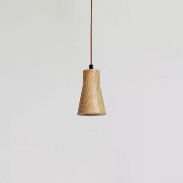 Minimalist Wooden Cylinder Small Pendant Light with Single Bulb