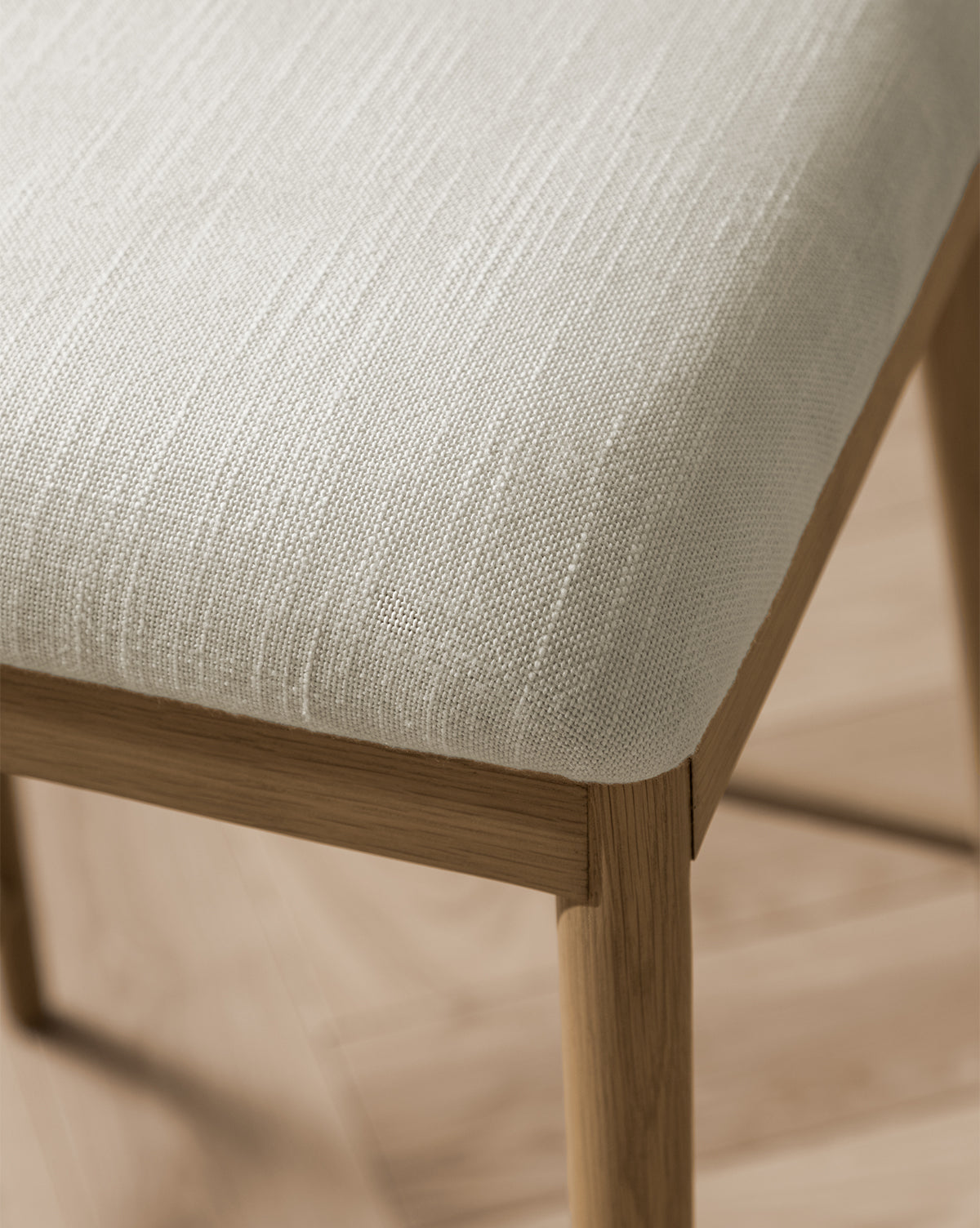 Mira Stool Solid Oak  Woven Back & Brass Detail