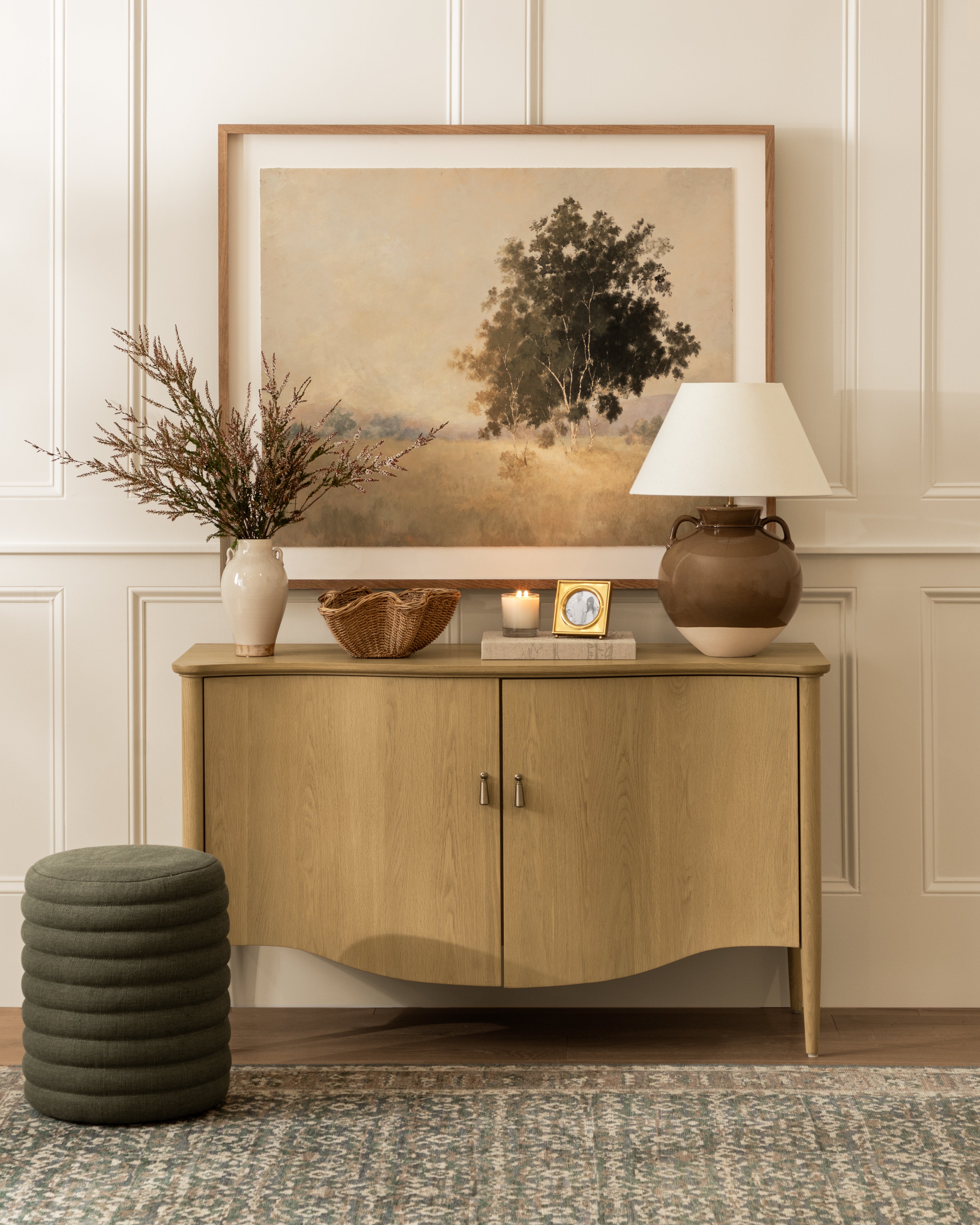 Maven Console Table  White Oak with Curved Design