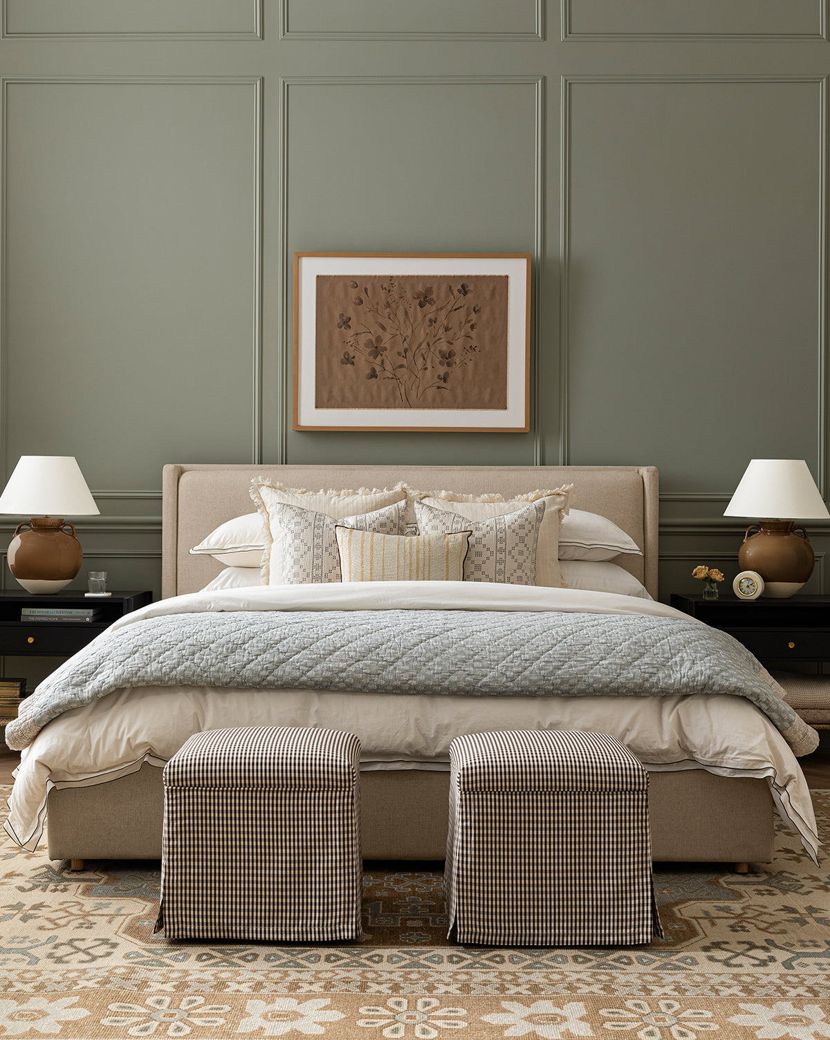 Luna Ottoman  Faux Slip Skirt  Allspice Gingham