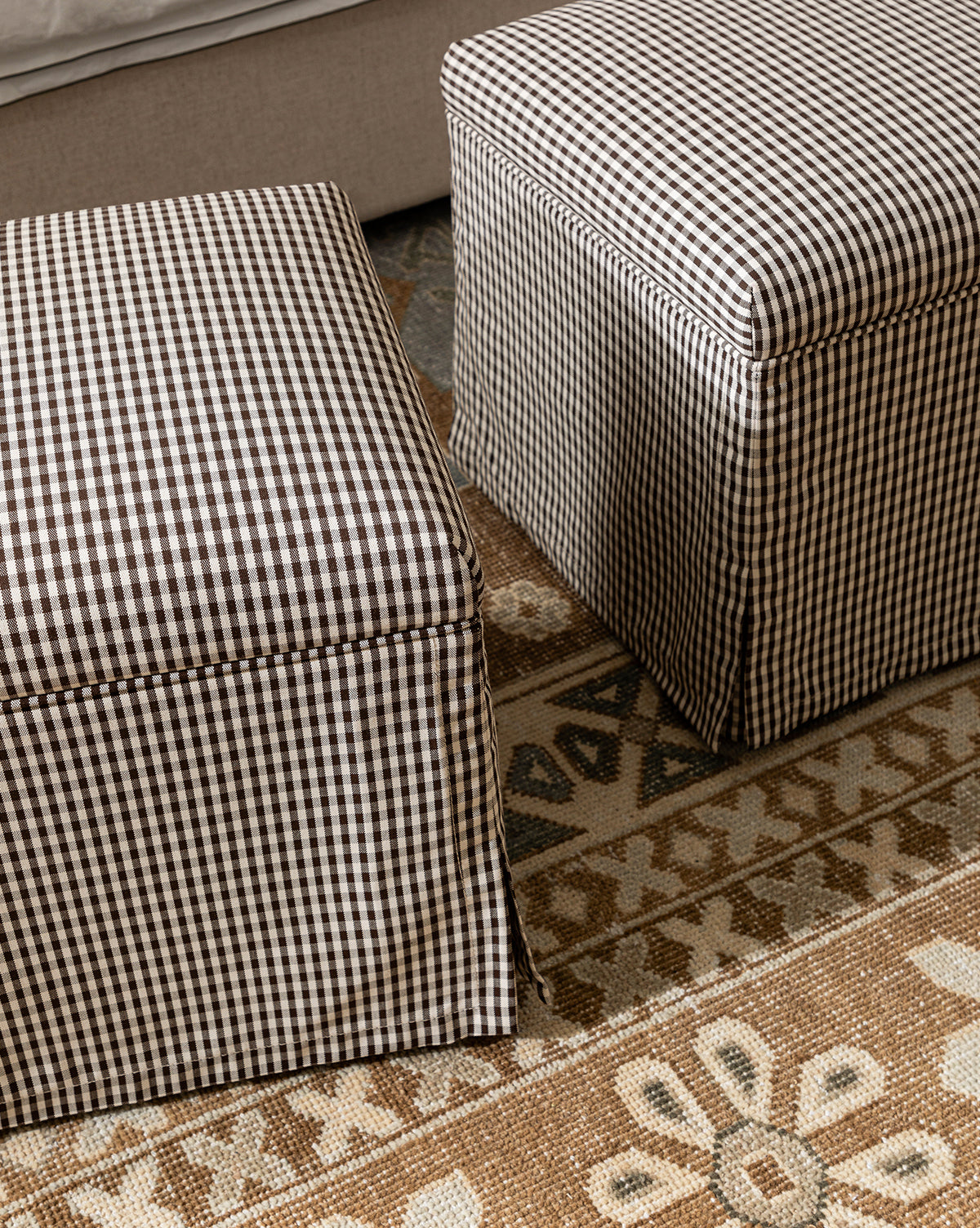 Luna Ottoman  Faux Slip Skirt  Allspice Gingham
