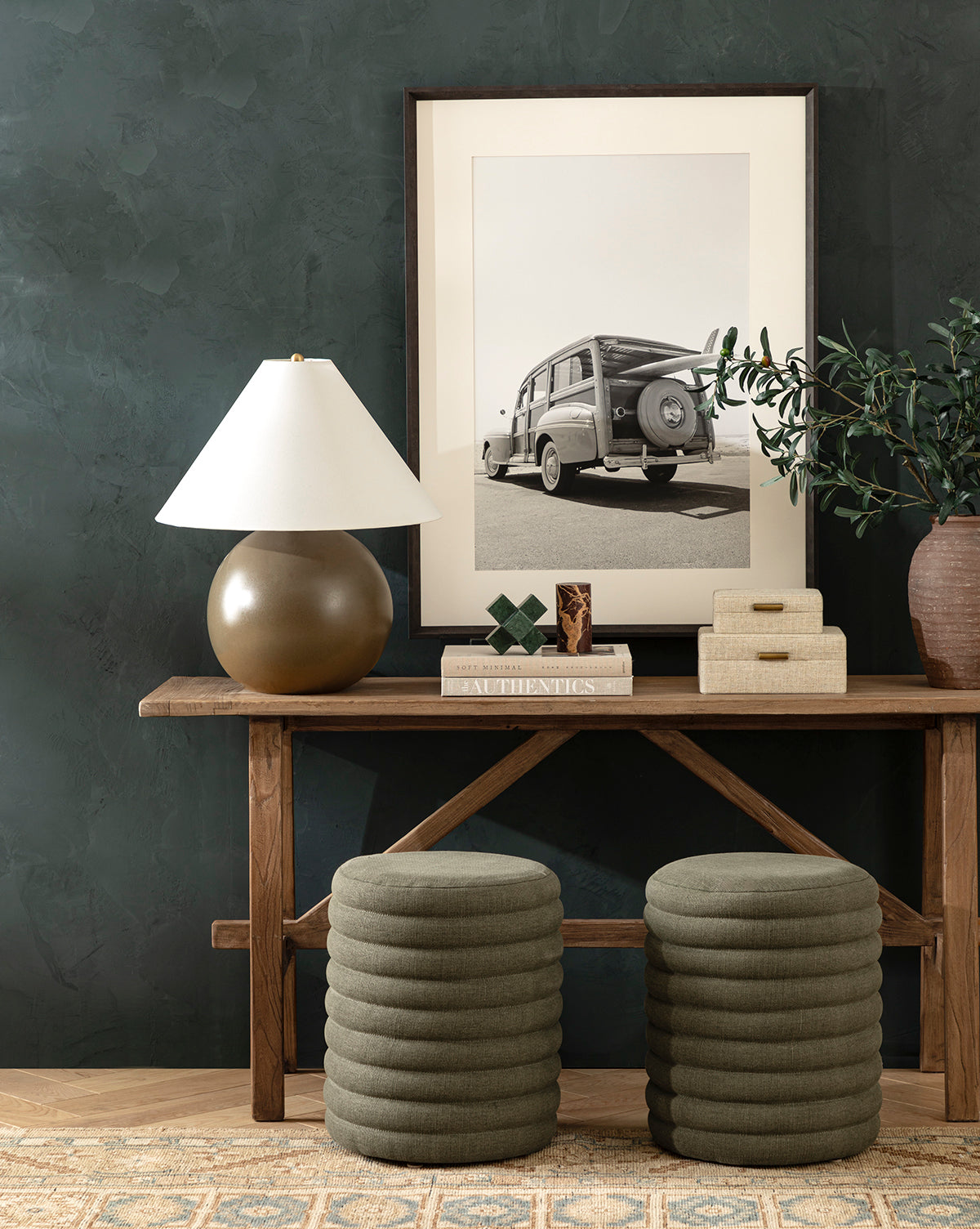 Tess Ceramic Table Lamp  Brown Finish, Tapered Shade