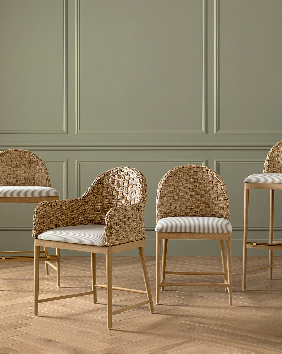Milo Arm Chair  Solid Oak Base, Woven Back and Arms