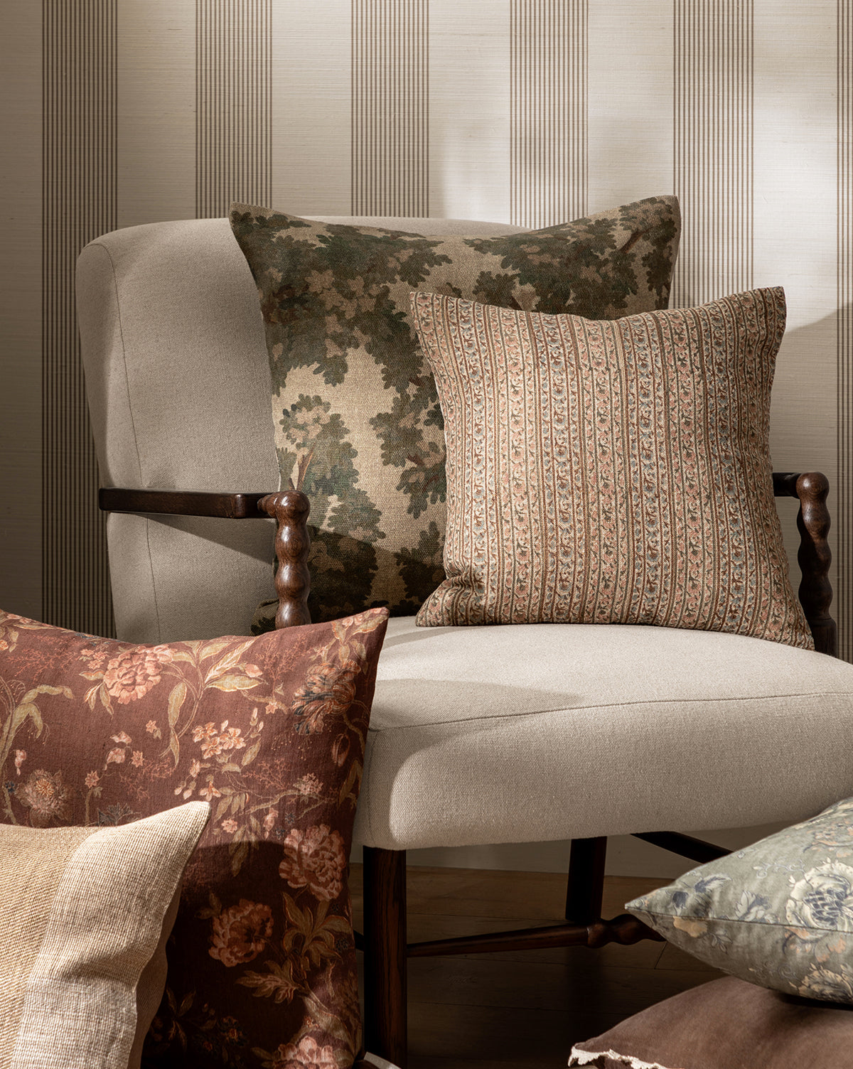 Wren Pillow Cover  Hand Block-Printed Linen