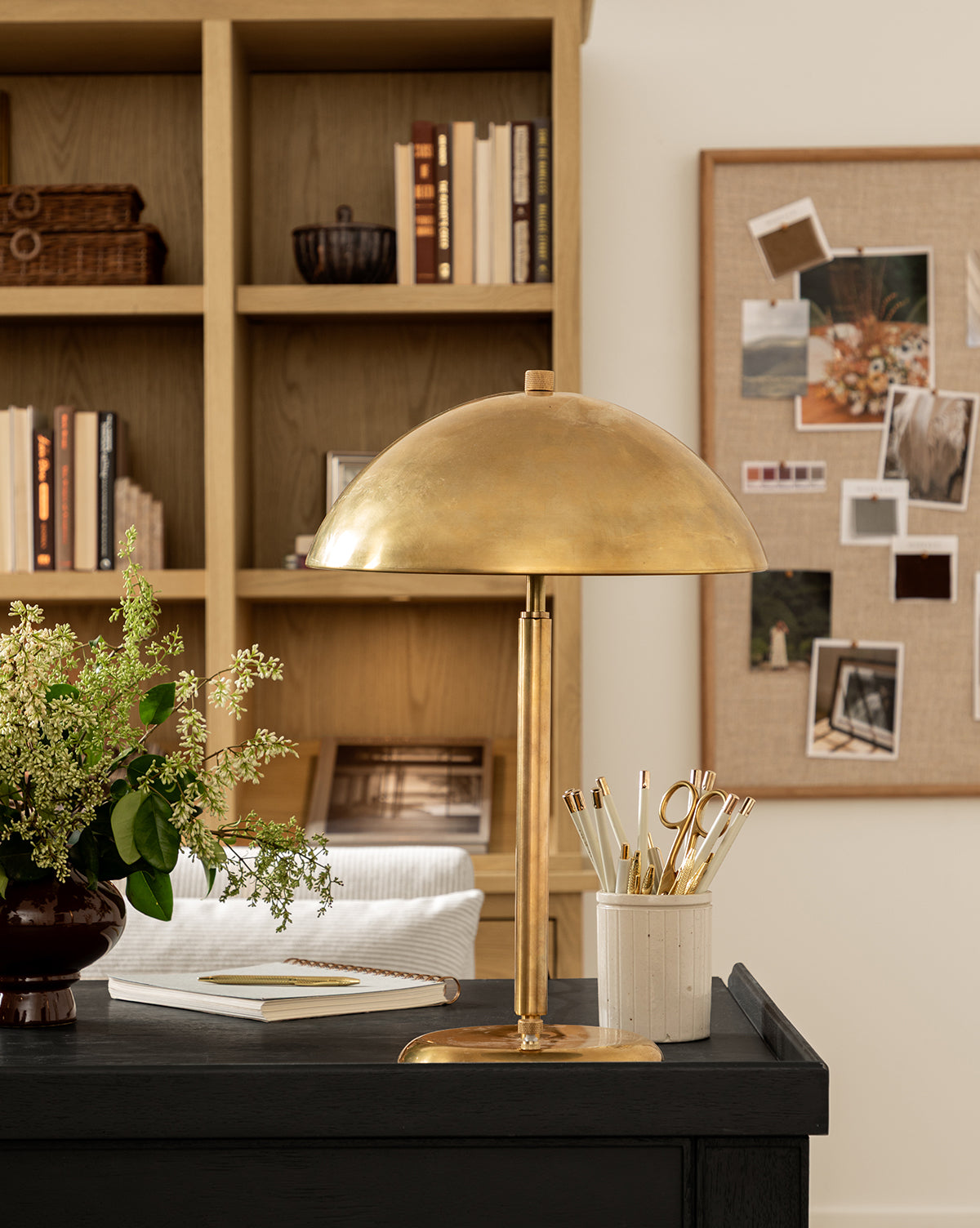 Aldora Desk Lamp Brass with Wide Round Shade