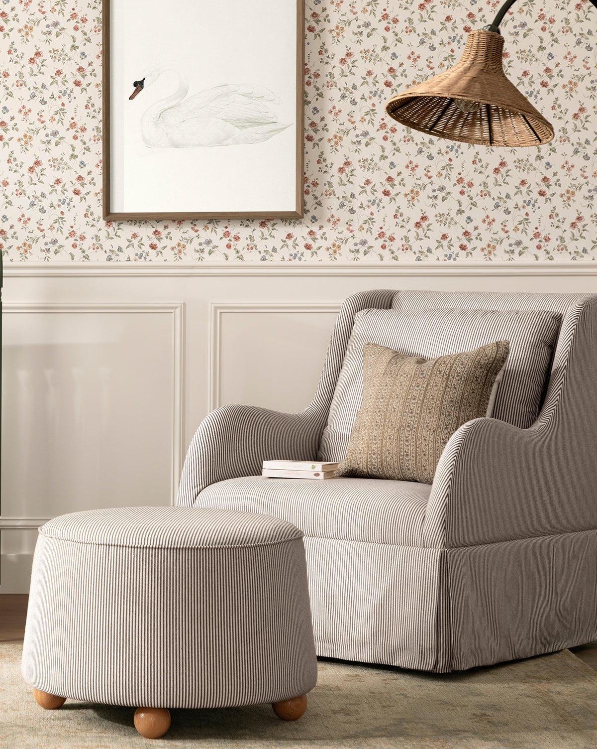 Wren Pillow Cover  Hand Block-Printed Linen
