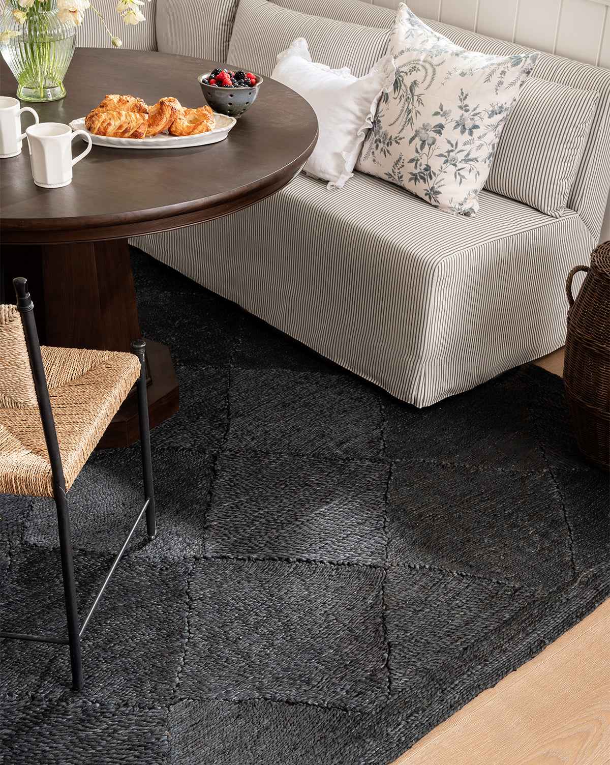 Bela Diamond Braided Jute Rug  Hand-Woven Natural Fiber