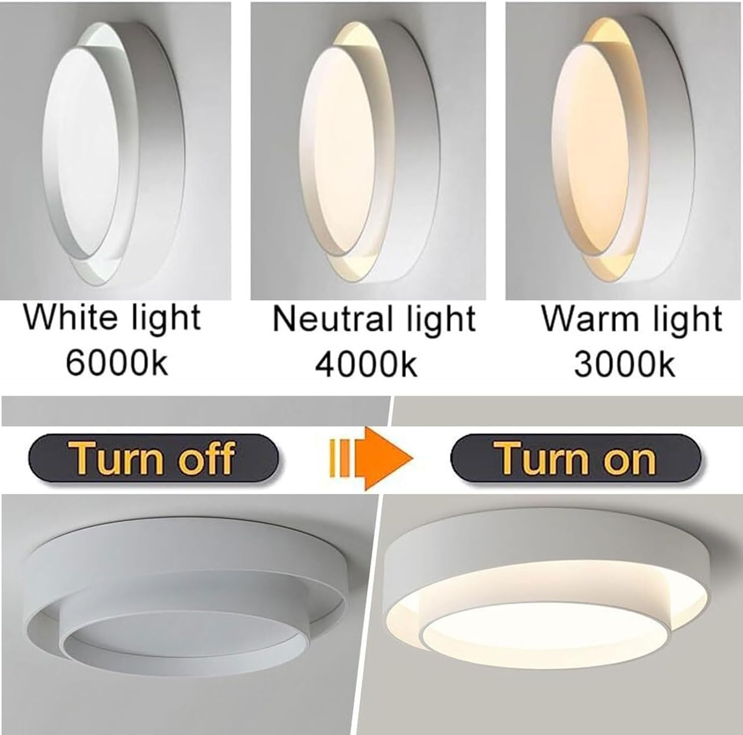 Nora LED Ceiling Light | Minimalist Iron Design, Soft Ambient Glow