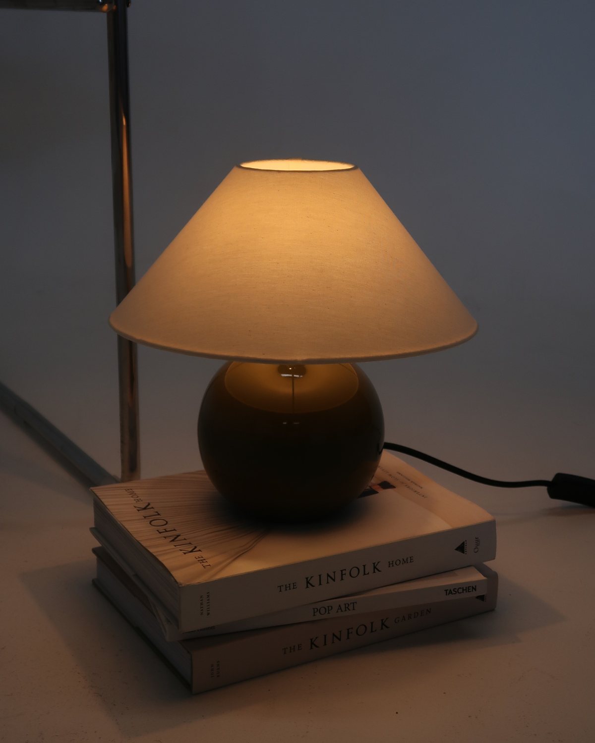 Fiora Table Lamp | Glossy Ceramic Base, Cotton Shade