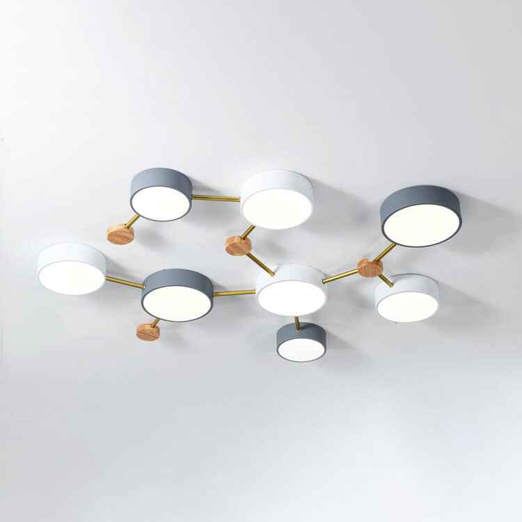 Scandinavian Minimalist Solid Wood and Iron LED Flush Mount Light