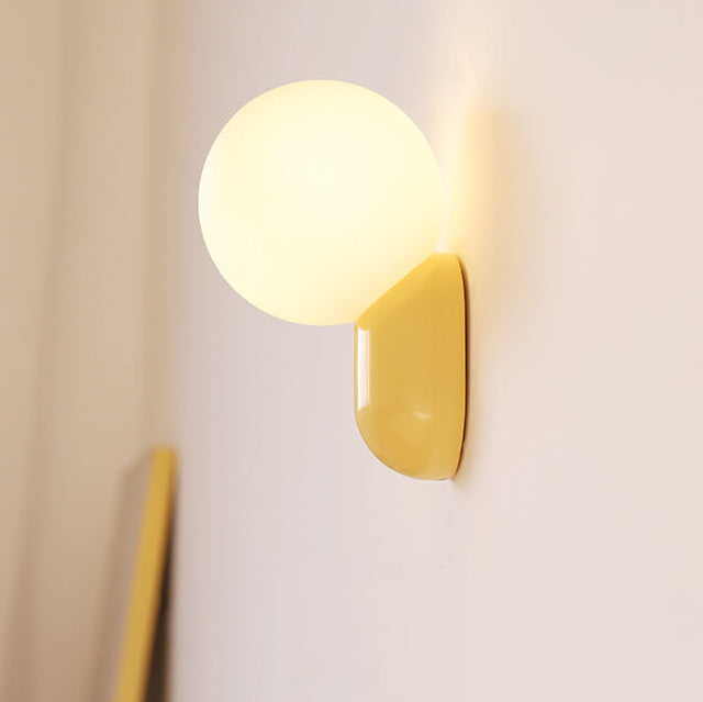 Macaron-Inspired Cream Resin Glass Ball 1-Light Wall Sconce