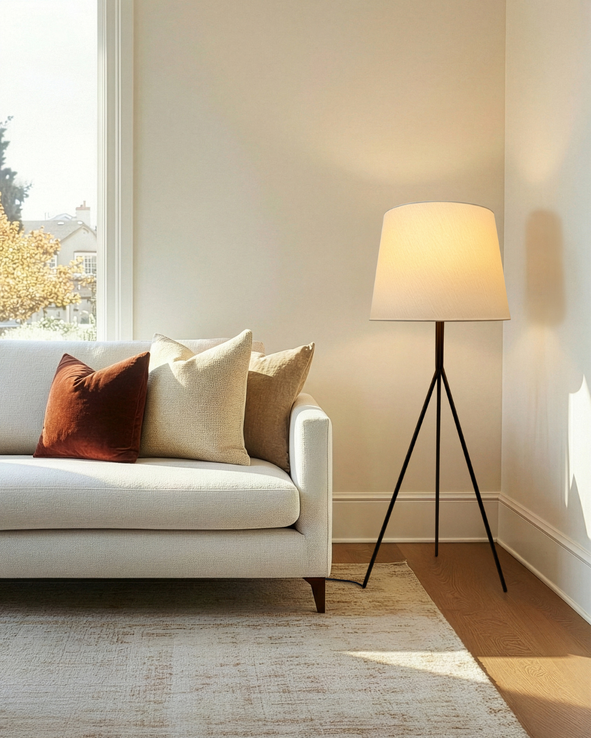 Fino Floor Lamp | Oversized Fabric Shade, Color Changing Bulb