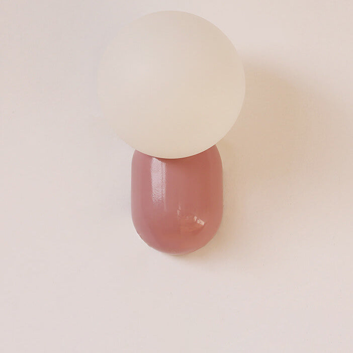 Macaron-Inspired Cream Resin Glass Ball 1-Light Wall Sconce