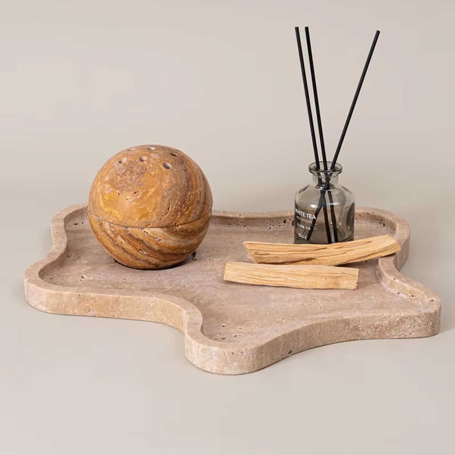 Oro Stone Tray | Rustic Irregular Design, Natural Ochre Color