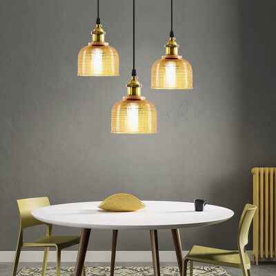 Retro Textured Lattice Glass Single Pendant Light