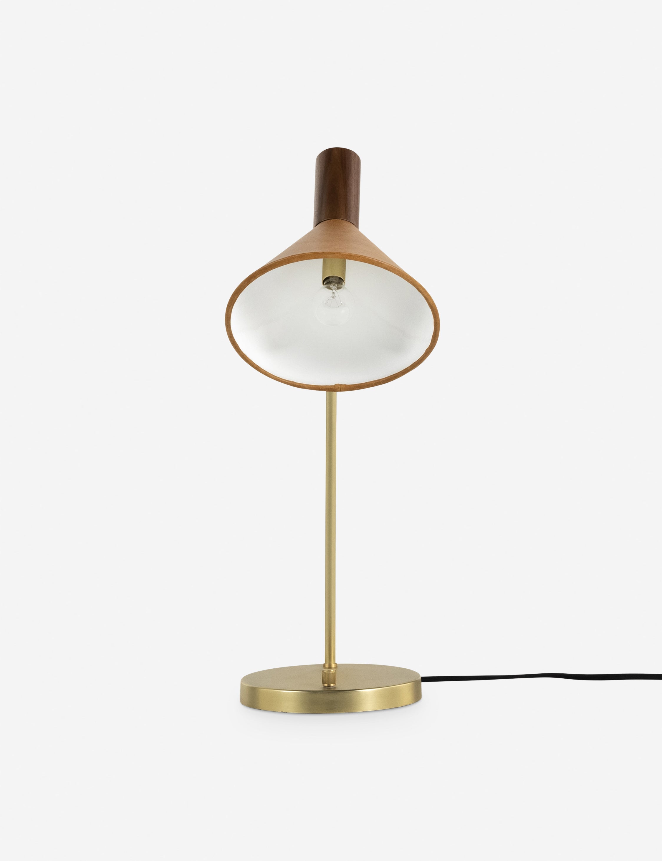 Dara Desk Lamp | Top-Grain Leather, Solid Walnut