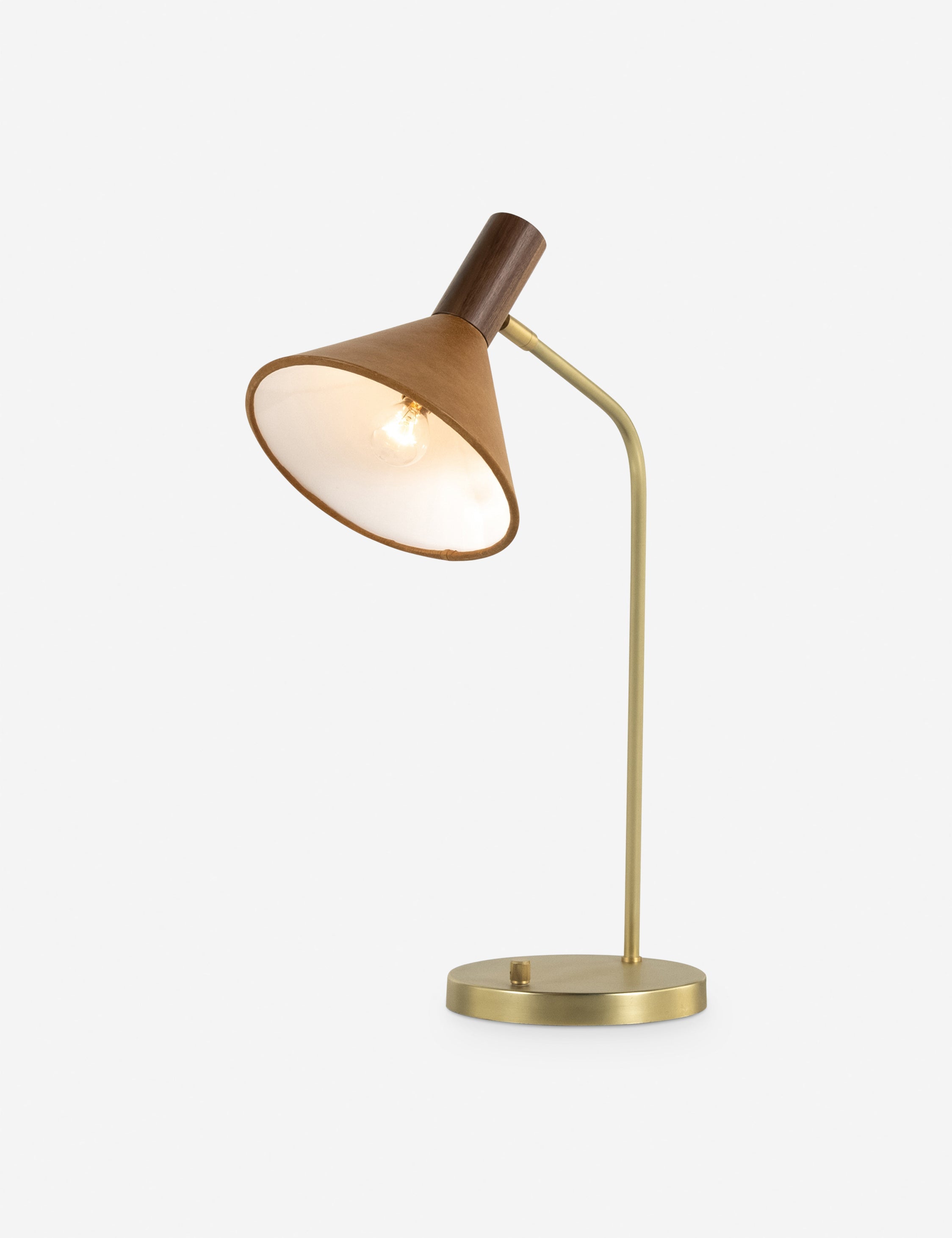 Dara Desk Lamp | Top-Grain Leather, Solid Walnut