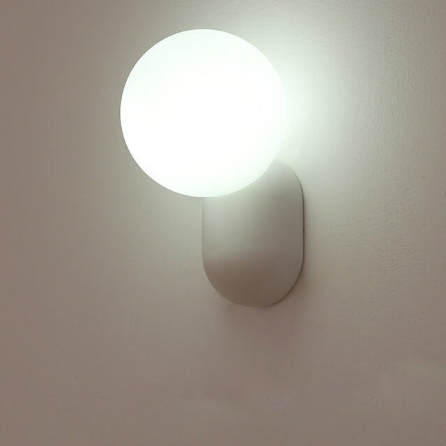 Macaron-Inspired Cream Resin Glass Ball 1-Light Wall Sconce