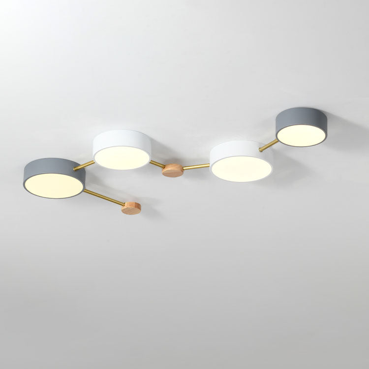 Scandinavian Minimalist Solid Wood and Iron LED Flush Mount Light