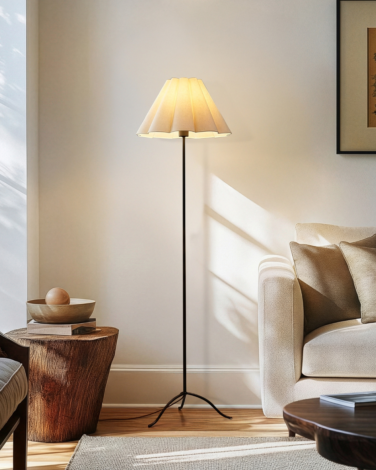 Luna Floor Lamp | Color Changing Bulb, Fluted Shade