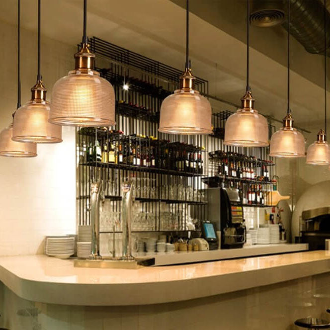 Retro Textured Lattice Glass Single Pendant Light
