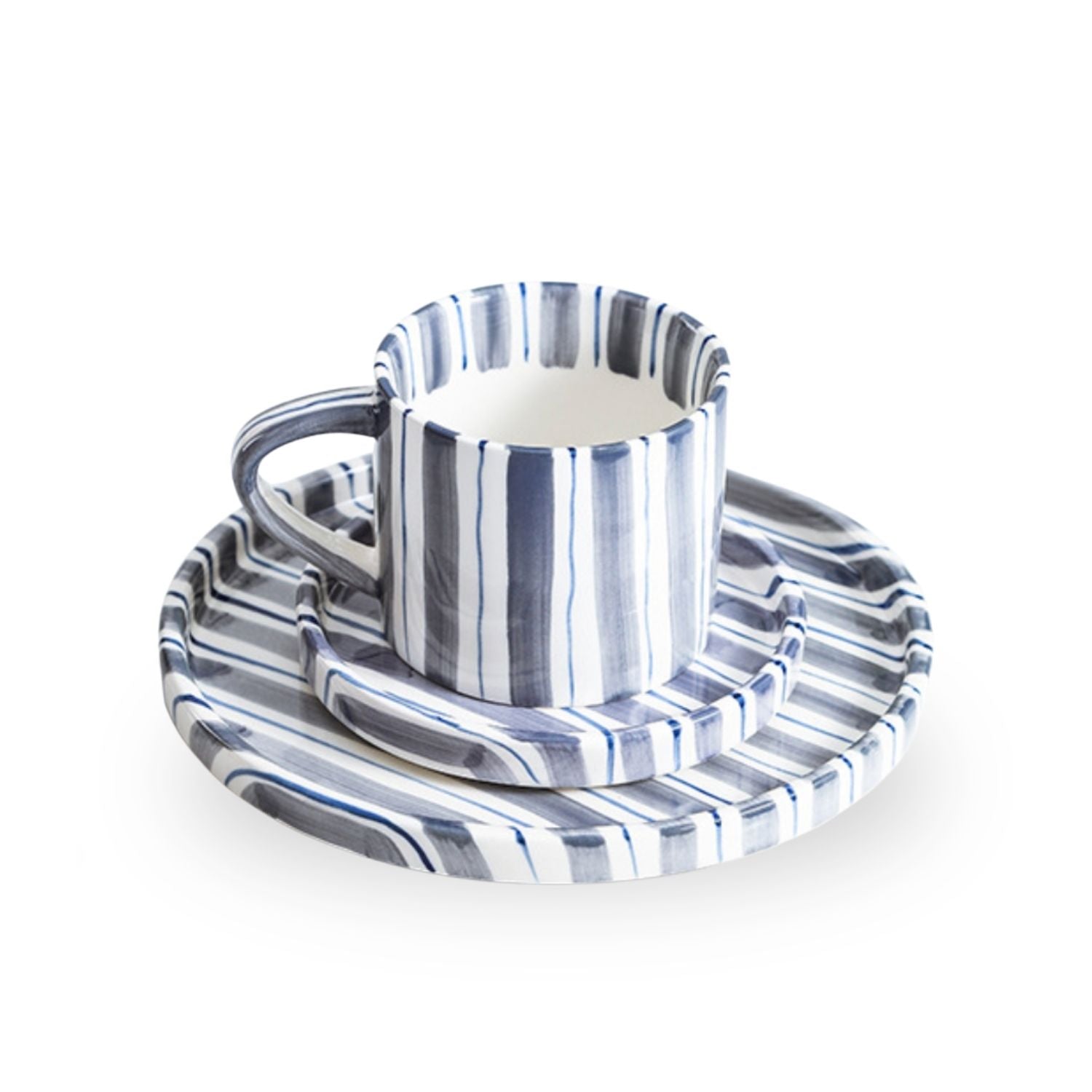 Bela Vintage Plate and Cup Set | Hand-Painted Ceramic, 3-Piece