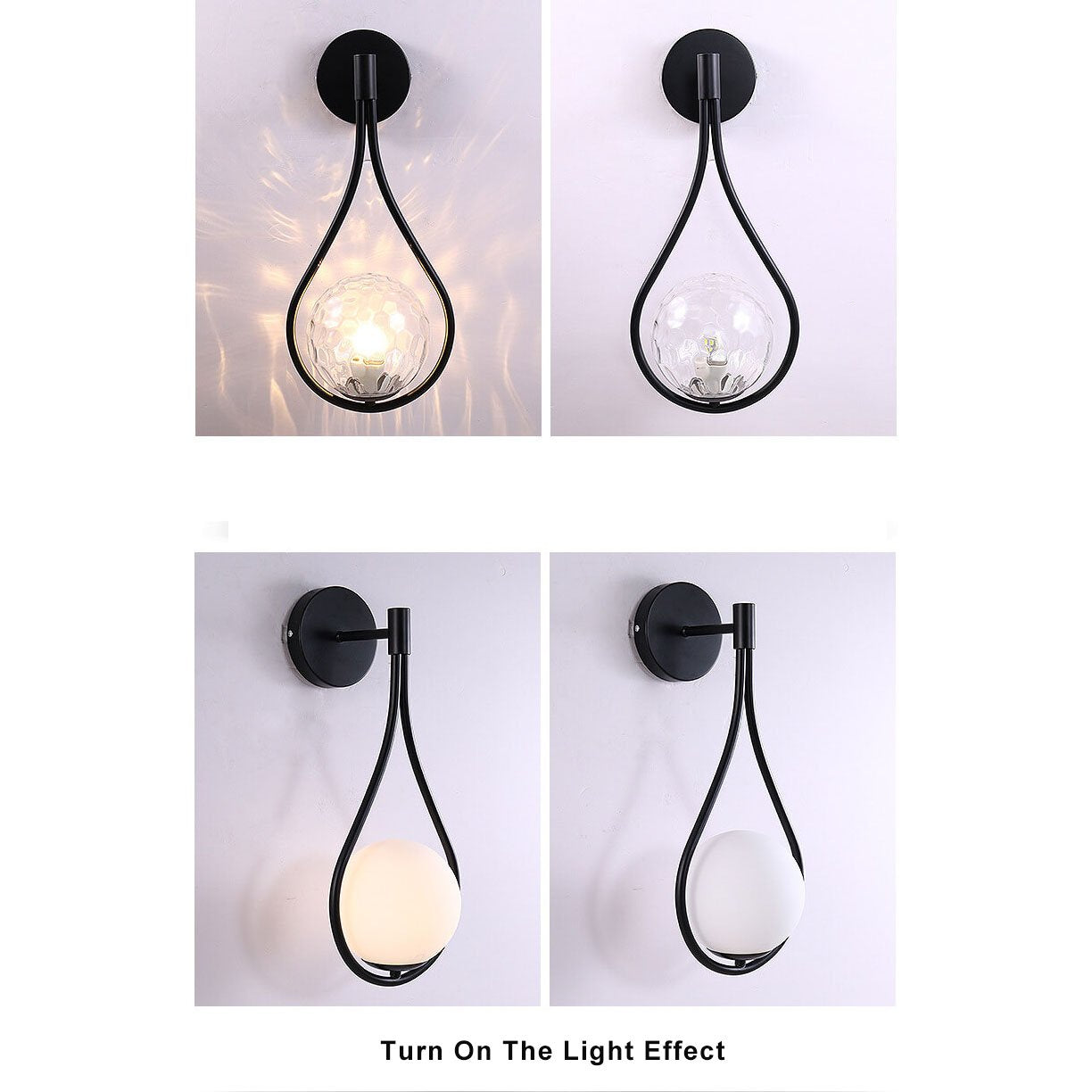 Contemporary 1-Light Globe Water Drop Wall Sconce - Dual Design
