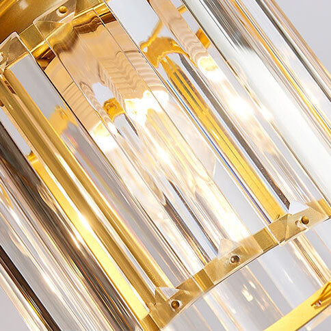 Contemporary 6-Light Cylindrical Crystal Stairway Chandelier