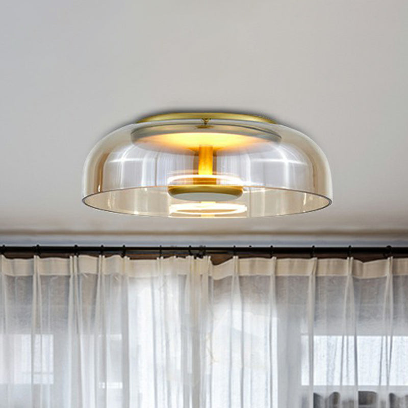Bela Glass LED Ceiling Light | Modern Amber & Smoke Grey Finish